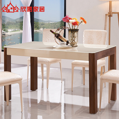 钢化玻璃台面餐桌 现代简约小户型餐台 米白色烤漆小饭桌餐厅家具