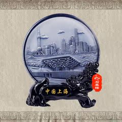 上海东方明珠礼品批发定制水晶浮雕工艺品创意个性家居摆件装饰品