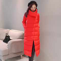 2016韩版冬季新款女装长款修身显瘦棉袄纯色棉衣女长袖棉服外套