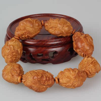 舟山核雕协会副会长 郁佳明 名师 全手工佳作 达摩 手串