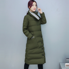 面包服女中长款韩国2016冬装新款加厚显瘦棉衣纯色大码棉服外套潮