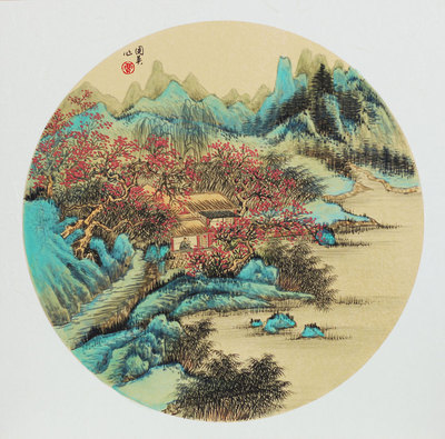 贾国英先生《青山无寒窗》当代工笔山水大师,著名画家.