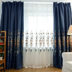 定制成品 高档欧式现代简约加厚全遮光刺绣纯色客厅卧室飘窗窗帘