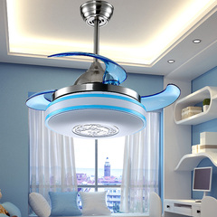 隐形吊扇灯餐厅简约 LED水晶电风扇客厅风扇灯遥控卧室风扇吊灯