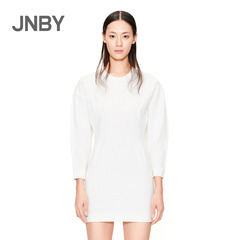 专柜正品JNBY江南布衣春女装时尚气质长袖圆领白色连衣裙5F250038