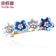 Ya na rhinestone flower hair clip Korean Crystal Cross clip pony tail clip spring clip