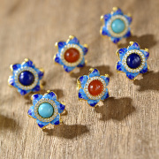 Cloisonne enamel Flower Earrings 925 Silver ladies Thai new trend wild vintage Japan and Korea earrings