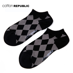 Cotton Republic/棉花共和国男士船袜格子提花短袜子02191619