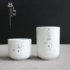 创意亚光瓷茶杯大号功夫茶杯脂白釉小水杯白瓷一口杯情侣杯随手杯