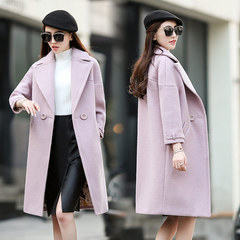 2016秋冬新款女韩版修身显瘦气质百搭长袖羊毛呢子大衣中长款外套