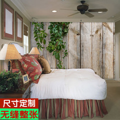 3D电视背景墙立体壁纸壁画客厅沙发卧室餐厅木纹木板绿叶墙纸