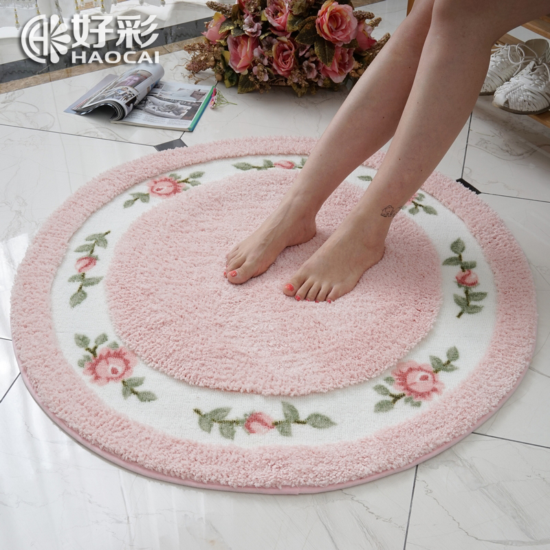 好彩韩版韩式田园圆形地垫地毯门垫浴室防滑垫脚垫卫生间垫子