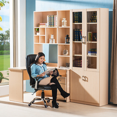 电脑桌台式家用书柜实木办公桌子组合现代简约桌上书架置物架特价