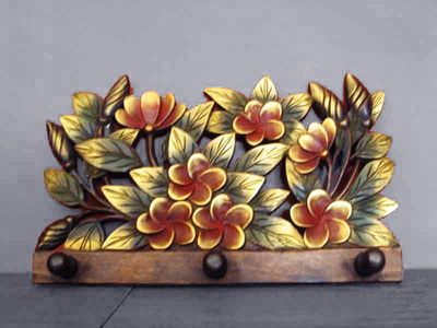 特惠泰国手工雕花实木雕挂衣架帽架挂架东南亚复古风家居软装配饰