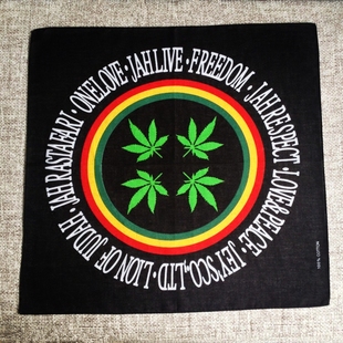 牙买加雷鬼红黄绿hiphop滑板嘻哈街舞reggae麻叶头巾男女同款方巾