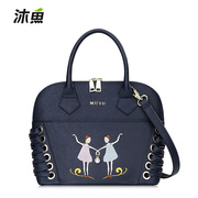 2015 winter season new products Mu fish embroidery handbags original trend woven diagonal shoulder tote bag surge