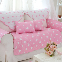 粉色沙发垫布艺简约现代纯棉四季可爱韩式沙发套全包冬季沙发巾
