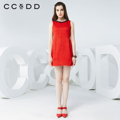 CCDD2016春装新款专柜正品高腰修身无袖连衣裙气质淑女小礼服裙