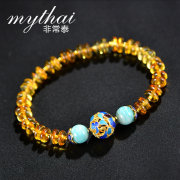 Very original Thai hand-woven bracelet women''s vintage elegant ethnic amber, Amazonite bracelet women jewelry