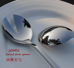 JOMU 不锈钢叉勺 不锈钢大号沙拉叉 服务叉勺 沙律叉 分餐漏叉勺