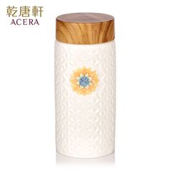 新款 乾唐轩活瓷 彩绘生命之花随身杯木纹盖 创意陶瓷水杯子礼物