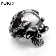 YUKI punk despot skull ring titanium steel men''s Korean version of the Lord of the rings character punk retro jewelry