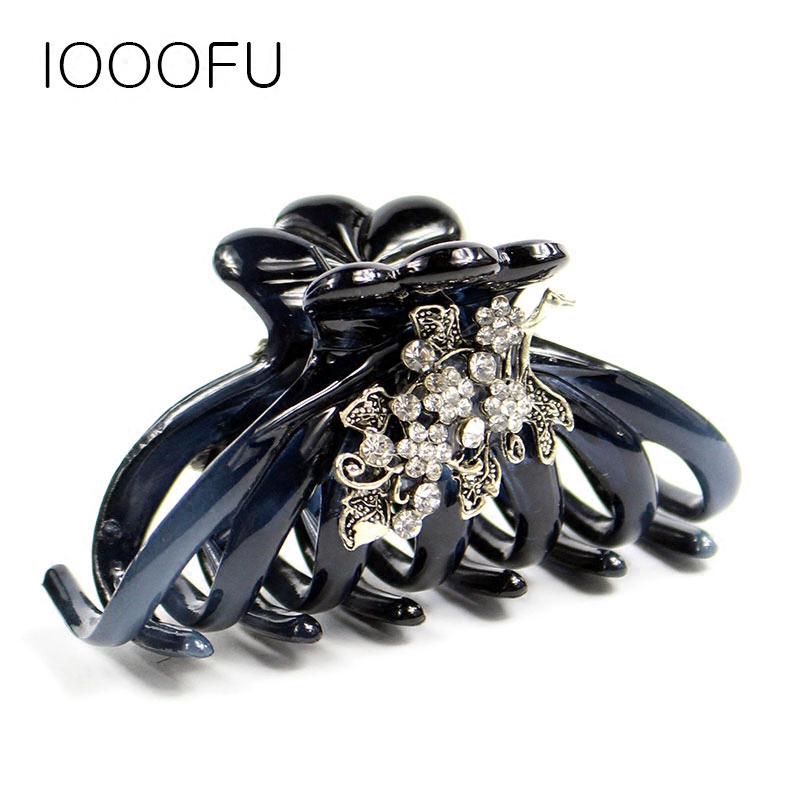 银钻树叶醋酸抓牢固大号发抓夹韩国厚发防摔抓发简约精致发夹子