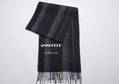 日本出口原单正品 羊绒混纺加厚粗线条双面色围巾（炭灰蓝/浅灰）