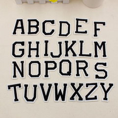 字母布贴补丁贴 衣服裤子包包装饰标记贴花 26黑白色英文字母贴布