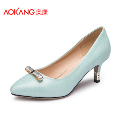 Aokang shoes rhinestones 2015 new female shallow elegant pointy stiletto bow heels women's shoes