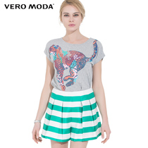 Vero Moda炫彩豹子图案蝙蝠短袖T恤|315201051