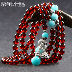 Precious Crystal Brazil old Garnet bracelet S925 Mary wine red garnet Thai silver jewelry bracelets