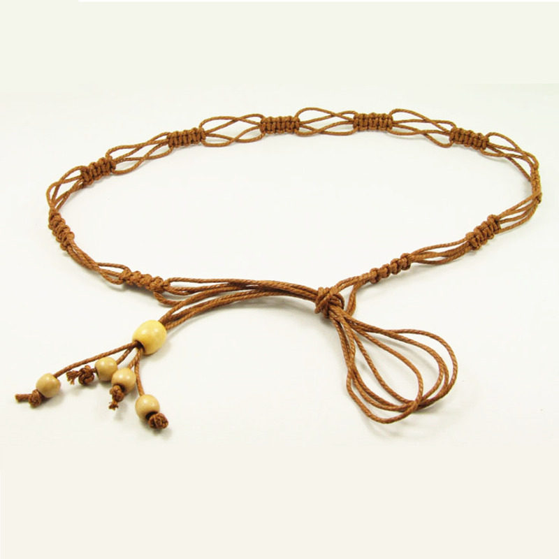 女蜡绳编织细腰带 波西米亚腰绳民族风 流苏加长夏季裙子装饰腰链