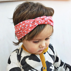 新款欧美风宝宝棉质发带休闲款波点打结宽发带婴儿发饰头饰头带