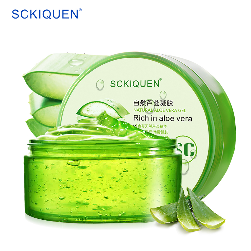 Sckiquen舒缓保湿芦荟胶滋润控油面霜自然补水乳液300ml产品展示图4