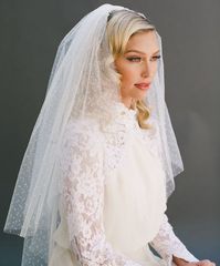 特价新款韩版新娘波点头纱 双层插梳可遮面短款蓬蓬造型拍照头纱