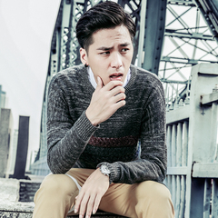 创意空间冬季男士针织衫长袖套头圆领韩版学生潮男生毛衣青年线衣