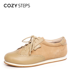 COZYSTEPS2016秋季新款圆头真皮系带平跟单鞋女百搭休闲鞋子4c005