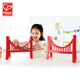 【配件】Hape火车轨道配件双吊桥儿童玩具宝宝光滑木制拱桥红色