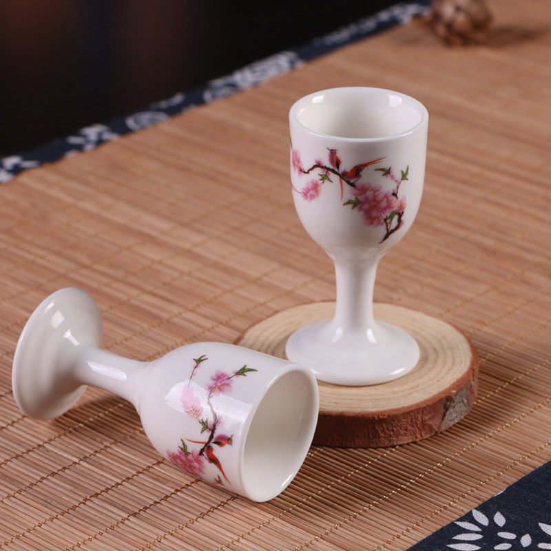 千喜盈白酒杯 高脚杯 小酒盅仿古白酒酒杯 酒杯清酒杯黄酒杯