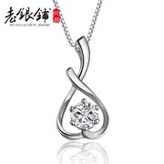 S925 silver necklace old silver Pu women''s hearts silver heart-shaped necklace jewelry necklace birthday gift for girlfriend