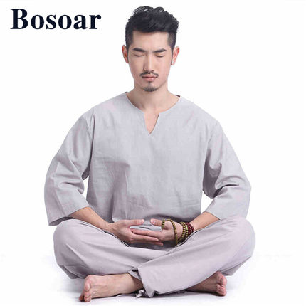 Bosoar 男士新款棉麻寬松舒適透氣七分袖大碼瑜伽服套裝 - 45197139261
