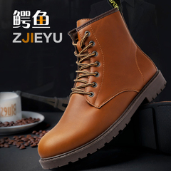Zjieyu/中大鳄鱼马丁靴男英伦高帮鞋短靴军靴男鞋沙漠靴工装皮靴