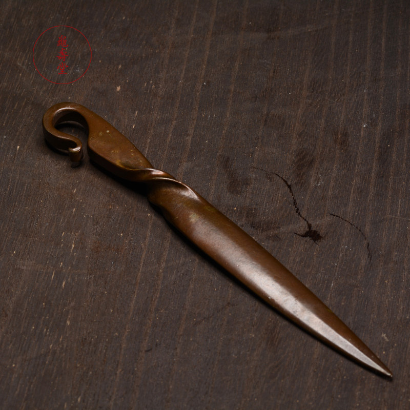 茶刀 龟寿堂手工锻打纯铜普洱茶刀茶针 黑砖茶茶刀茶针 茶道配件