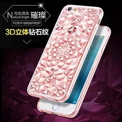 苹果6plus5.5寸手机壳6S简约奢华水晶钻石纹硅胶日韩全包保护壳女