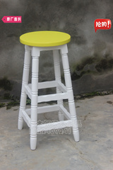 特价黄白搭配圆吧台椅酒吧凳高椅子高脚凳木质吧椅