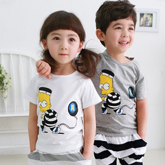 韩国进口童装正品代购 夏天新款 男童女童可爱的卡通休闲短袖