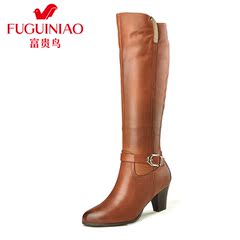 Fuguiniao shoes new boots winter boots leather and cashmere warm high boots real leather boots