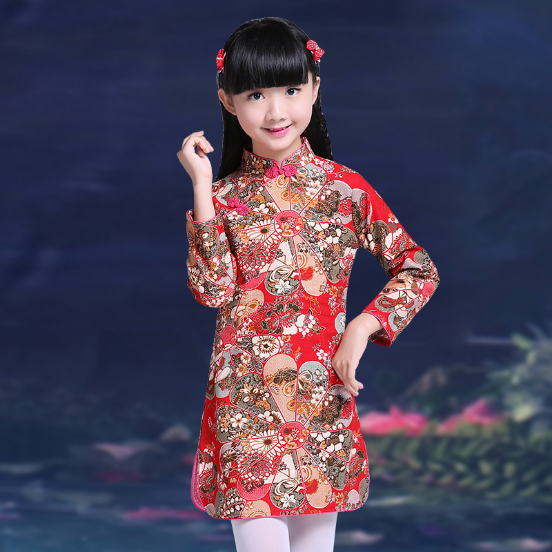 云彩西 儿童装棉麻长袖旗袍 女童女孩中式祺袍大童小孩公主裙春秋在类目 童装/婴儿装/亲子装, 儿童旗袍/唐装/民族服装, 旗袍中 - 来自Buy2taobao.com提供专业的淘宝代购服务