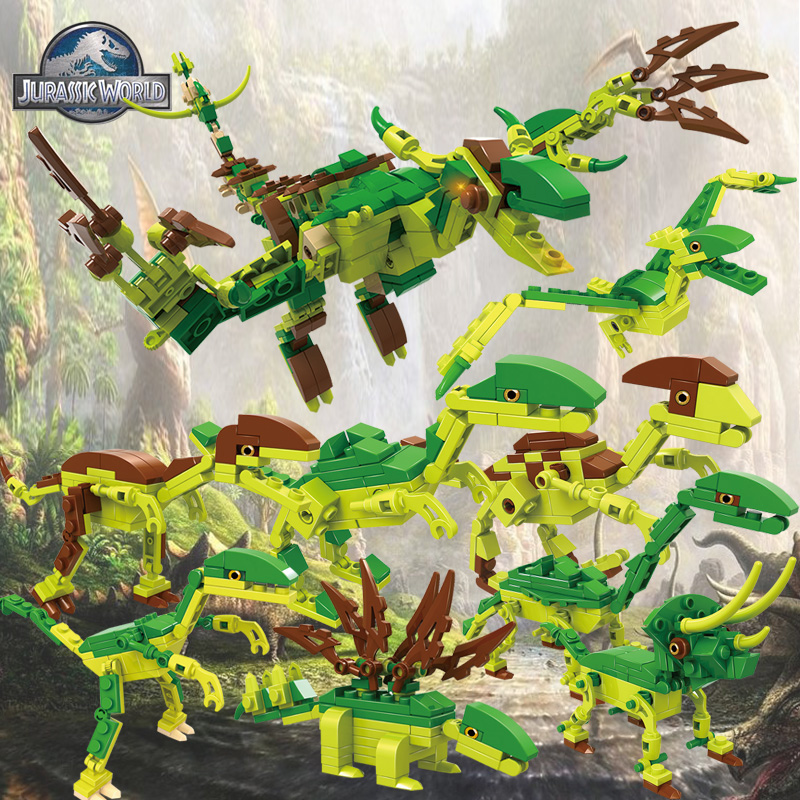 侏罗纪公园恐龙系列八合一积木玩具3-6周岁益智拼插儿童拼装男孩产品展示图2